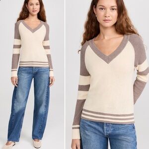 BOGO! Faherty Throwback Waffle Knit Pullover Cream Tan Small